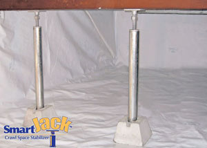 Crawl space structural support jacks installed in Bridgewater