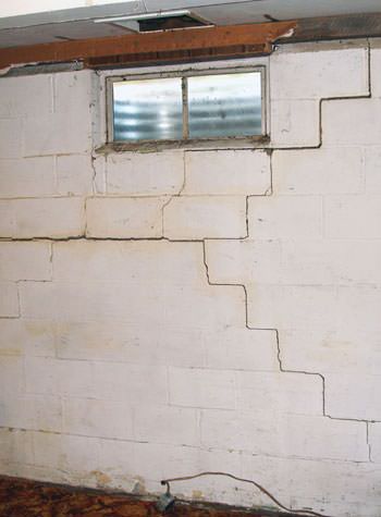 severe bowing and buckling of foundation walls in Newport