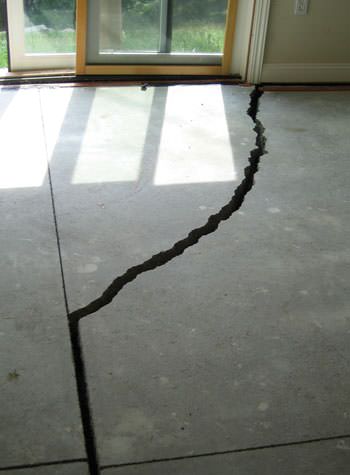 severely cracked foundation slab floor in Westport