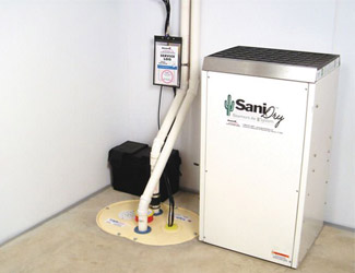 a complete basement waterproofing system installed in a Providence home