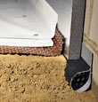 Cumberland installation of SilverGlo™ insulation with our crawl space pipe, drainage matting, floor insulation, and crawl space moisture barrier.