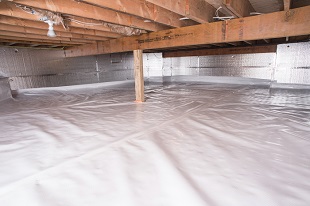 A complete crawl space vapor barrier in Brockton installed by our contractors