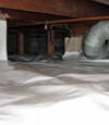 A Brockton crawl space moisture system with a low ceiling