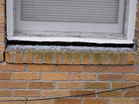 A window sill cracking and separating from the foundation wall in a Braintree home.
