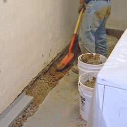 Digging a trench for a French Drain system in Springfield